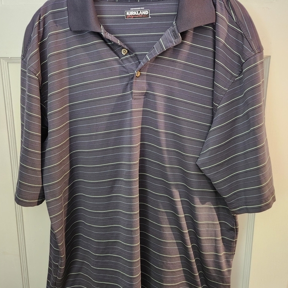 Kirkland Signature Other - Kirkland Signature Men's Polo Shirt in Dark Gray with Light Stripes